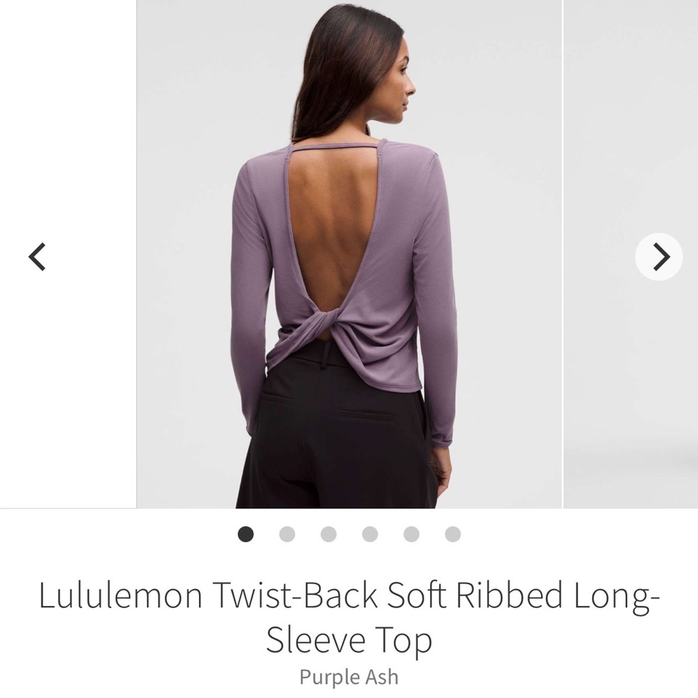 NWT Lululemon twist-back soft ribbed long sleeve top - 8 - Purple Ash